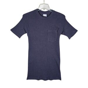 VTG 80s JE Morgan Thermal Shirt Mens XL Tough Tees Blue Waffle Knit Short Sleeve